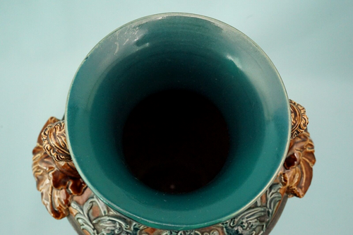 Stoke-On-Trent Garrett & Sons Vaso ceramica inglese Barbotine XIX scuola Minton - Foto 13 di 24