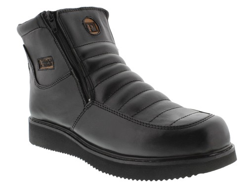 black leather slip on work boots