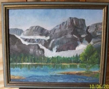 ORIG Signed OIL Painting CANVAS COLOR Framed MOUNTAIN Lake LANDSCAPE Mary Wiener