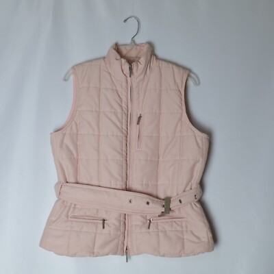 Lauren Ralph Lauren Quilted Puffer Vest Womens L Pink Full Zip