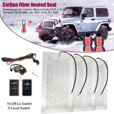 5 Level Car Carbon Fiber Heated Cushion Seat Heater Pad Hi-Off-Lo Switch Kit 12V