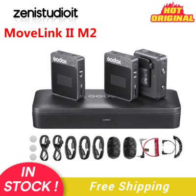 US Godox MoveLink II M2 2*Transmitter+1*Receiver Lavalier Camera Microphone Kit