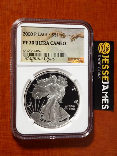 2000 P PROOF SILVER EAGLE NGC PF70 ULTRA CAMEO MAGNUM OPUS LABEL
