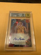 2023-24 Bowman Best U # b23mmo Milan Momcilovic Red Lava Refractor Auto 2/5