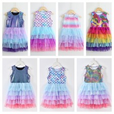 Girls Perform Mermaid Dress Children Princess Tutu Dress Birthday Party Dresses