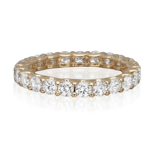 Prong Set Round Cut Lab Grown Diamond Eternity Band Ring 14K Yellow Gold 1.40Ctw