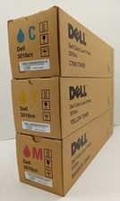 Lot of 3 GENUINE Dell 3010cn MAGENTA/CYAN/YELLOW Toner Cartridges CT200860,61,62