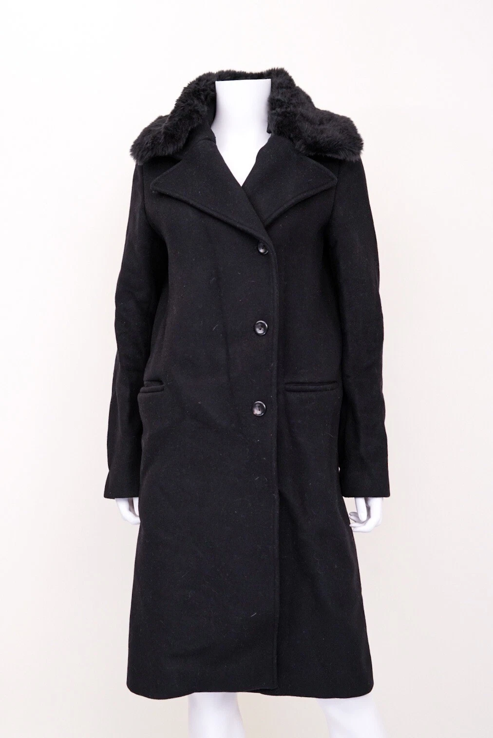 Cappotto Acne Studios Omana nero con colletto in pelliccia finta taglia 36 dal 2017