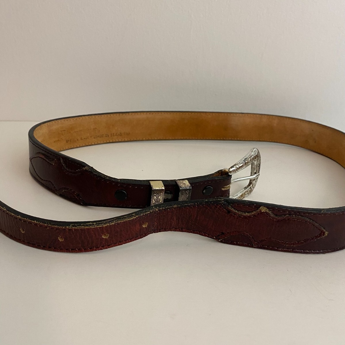 小物 OZOC double leather belt archive Tucson American Bison Belt with Brushed Nickel O-ring