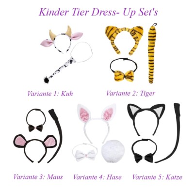 Tierkostüm Set Für Mädchen – Haarreif Mit Ohren & Schwanz, Perfekt Für Karneval, Halloween & Mottopartys