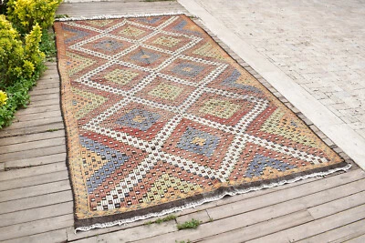 Tapis de tente Turc Kilim 78''x133'' Tissé à la main 200x340cm Primitif Cicim... - Photo 1/4