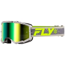 Fly Racing 2025 Zone Youth Motocross Goggles Dark Grey Hi-Viz Green Mirror Lens