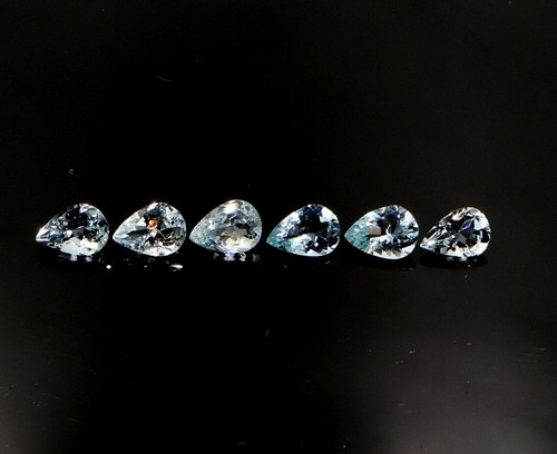 Aguamarina natural 6 piezas 3,45 quilates forma pera azul aguamarina piedra preciosa 7x5 mm - Imagen 2 de 4