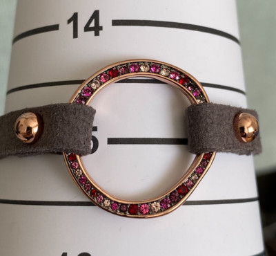 Adore Rose Gold Plated Organic Circle Suede Bracelet with Crystal from Swarovski