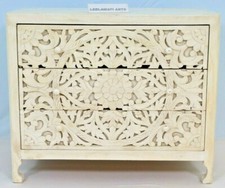 Indian Antique Wooden Hand Carved Dresser, Wood Chest 3 Drawer 