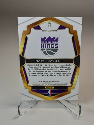 Marvin Bagley III 2018-19 Select Premier Level Basketball Rookie Card RC #112 - Picture 2 of 2