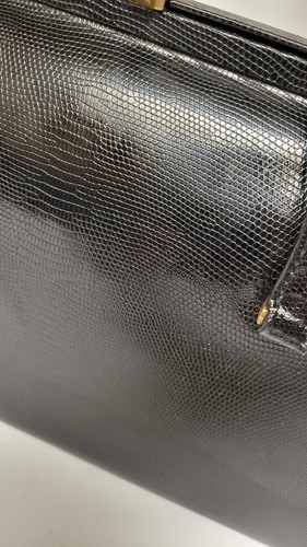 Borsa a mano vintage Saks Fifth Ave piccola nera modello rettile - Foto 2 di 16