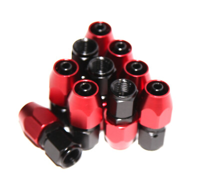 10PC BLACK/RED AN4 Straight Swivel Oil/Fuel Line Hose End Male Fitting Adapter