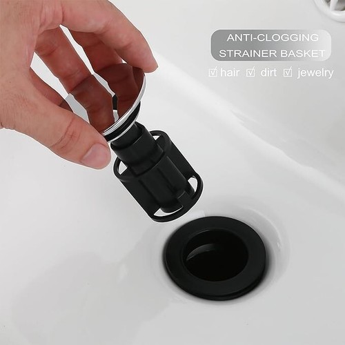 Bathroom Faucet Lavatory Vessel Sink Pop Up Drain Stopper with Overflow Chrome - Picture 8 of 16