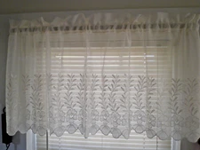 3 NEW IVORY/OFF-WHITE EMBROIDERED SCALLOPED VALANCES 53" X 19 1/4"