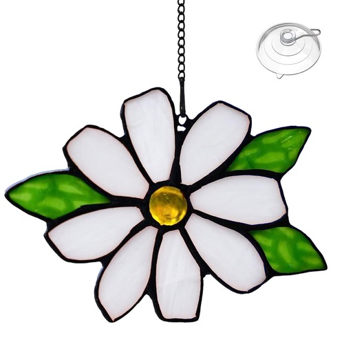 Window Hanging Gift Daisy Flower With Chain Stained Glass Suncatchers