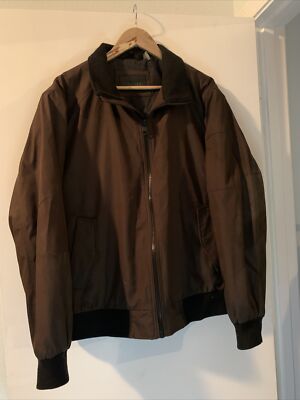 Calvin Klein Bomber Flight Mens L Large Full Zip Brown Jacket