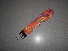 Wrist lanyard carry strap handmade universal keys purse more orange paisley