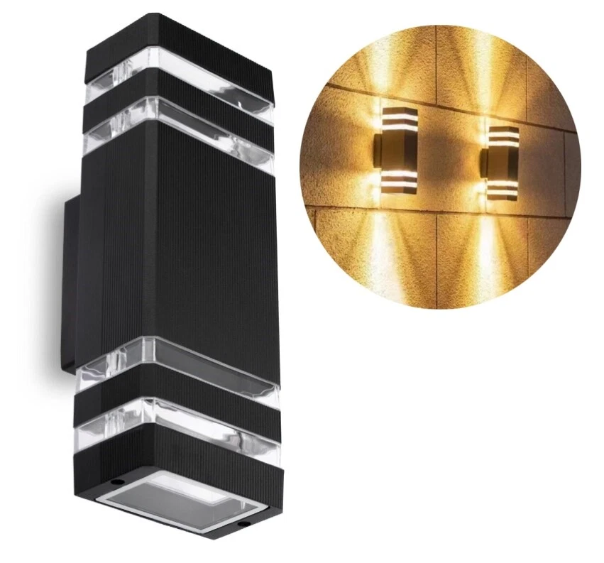 LED Wandleuchte außen UP DOWN IP54 mit 2x GU10 schwarz Fassadenlampe 6W warmeiß - Bild 2 von 4