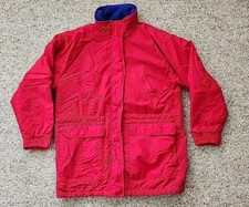 L.L BEAN Vintage Men's Fleece Lined Jacket Color Red Size Medium M Made In USA