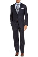 Hart Schaffner Marx Mens Chicago Classic Fit Worsted Wool 2 piece Suit Navy B4HP