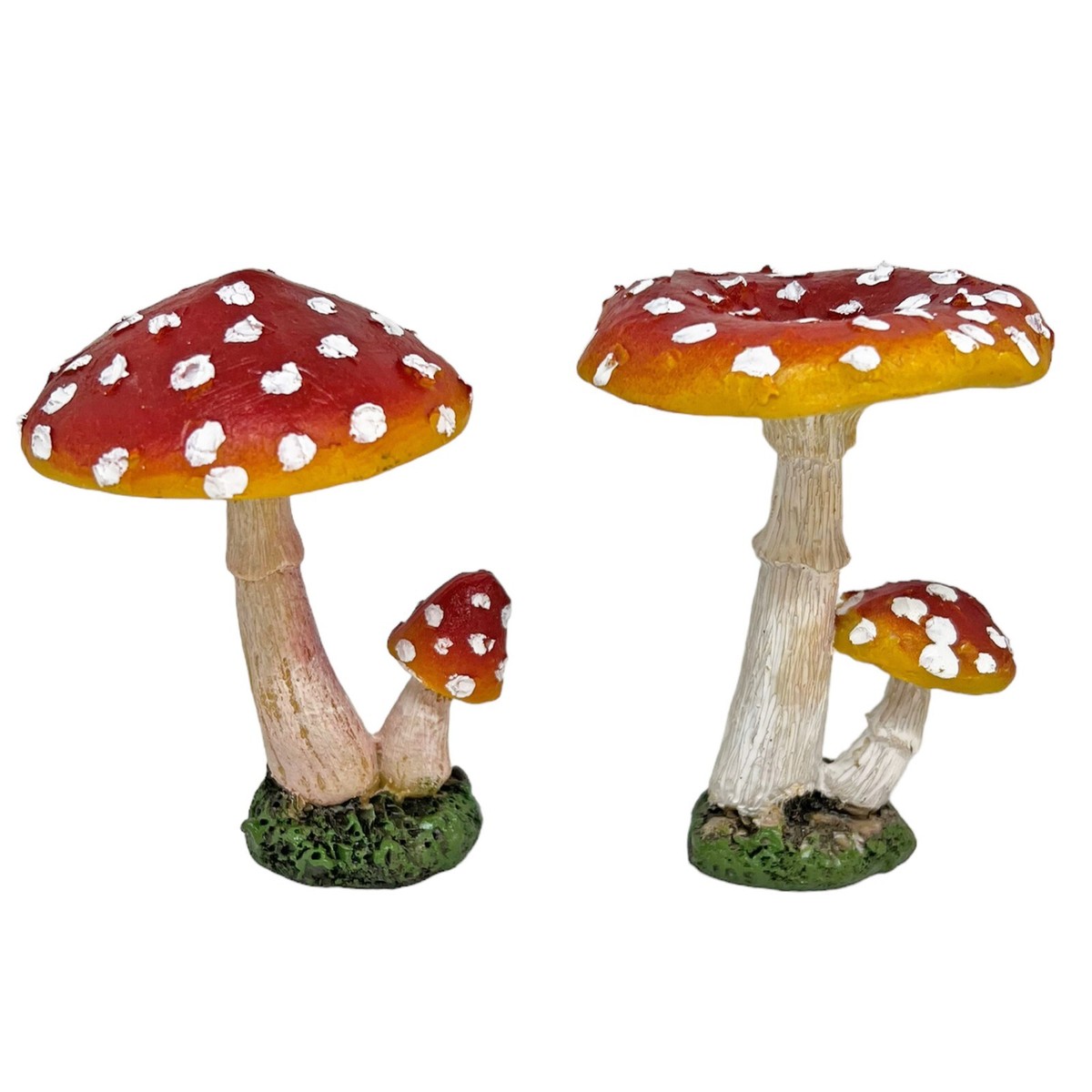 Pair Garden Mushroom / Toadstool Ornaments Red & White
