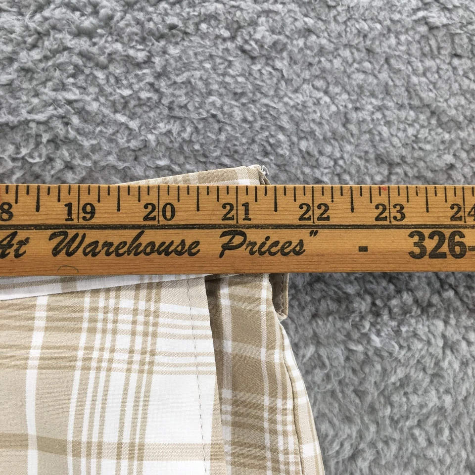 Shorts Haggar Cool 18 Pro Chino Masculino 42 Bege Xadrez Cintura Média Botão Frontal Plano - Imagem 4 de 4