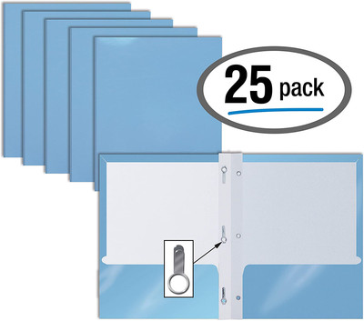 2 Pocket Glossy Laminated Navy Blue Paper Folders, Box Of 25, Letter Size, Dark Blue Paper Portfolios By Better Office Products 25 Pack - View #6