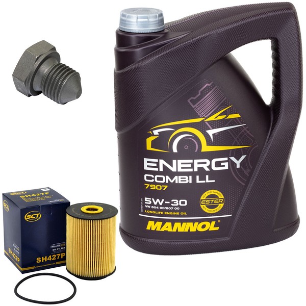 MotoröL Set 5W-30 5 Liter + ÖLfilter Sh 427 P + Schraube FüR Audi 80 Vw Polo-image