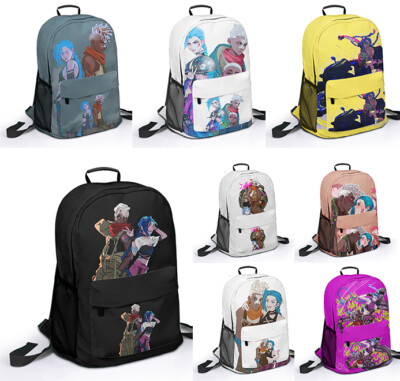LOL Arcane Season 2 Backpack Ekko Jinx Shoulder Bag Kid Student School HandBag