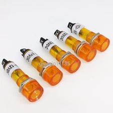 5x Yellow XD10 12V DC 10mm Power Signal Indicator Light Mini Pilot Lamp