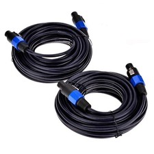 2Pack 10 ft Male Speakon to Speakon Cables, Professional 12 Guage AWG Audio C...