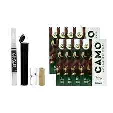 Camo Natural Leaf- 8 Pack Natural- Bundle with GlueGar OG 3ml, Glass &Wood Tip
