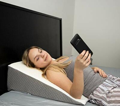 BED WEDGE PILLOW with Memory Foam Top Jacquard Cover for