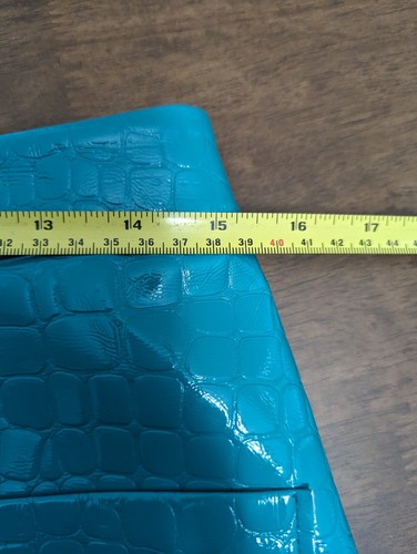 Halogen X Atlantic Pacific Croc Embossed Faux Leather Miniskirt - Teal Lapis - M - Picture 4 of 7
