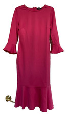 NWT, LULU'S Midi Dress - Pink Jersey Knit, 3/4 Sleeve, Ruffles, Medium