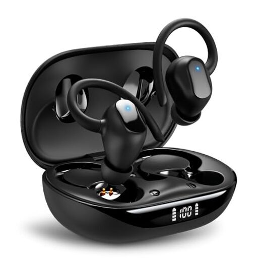 Sport True Wireless Earbuds, 60Hrs Playback Headphones, Bluetooth Matte Black
