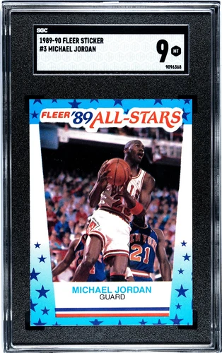 Michael Jordan 1989-90 Fleer All-Star Sticker/Card #3- SGC Graded 9 Mint (Bulls)