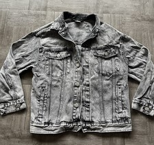 ZARA Rare Grey Denim Jacket Size 10 Boy Girl Kids Button 80  s Edition Wash Jean