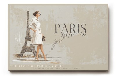 Paul Sinus Wandbild The Style of Parisian Chic   Modebewusste Frau vor dem