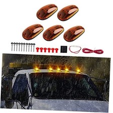 5 X Cab Roof Marker Lights Amber Lens Amber LED Amber Housing  White LED