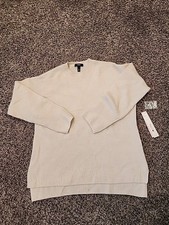 AQUA Cashmere Fitted Cashmere Crewneck Sweater - 100 Exclusive In Ivory, M