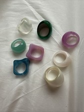 8 Piece Asymmetrical Oversized Resin Ring Set Color For Women
