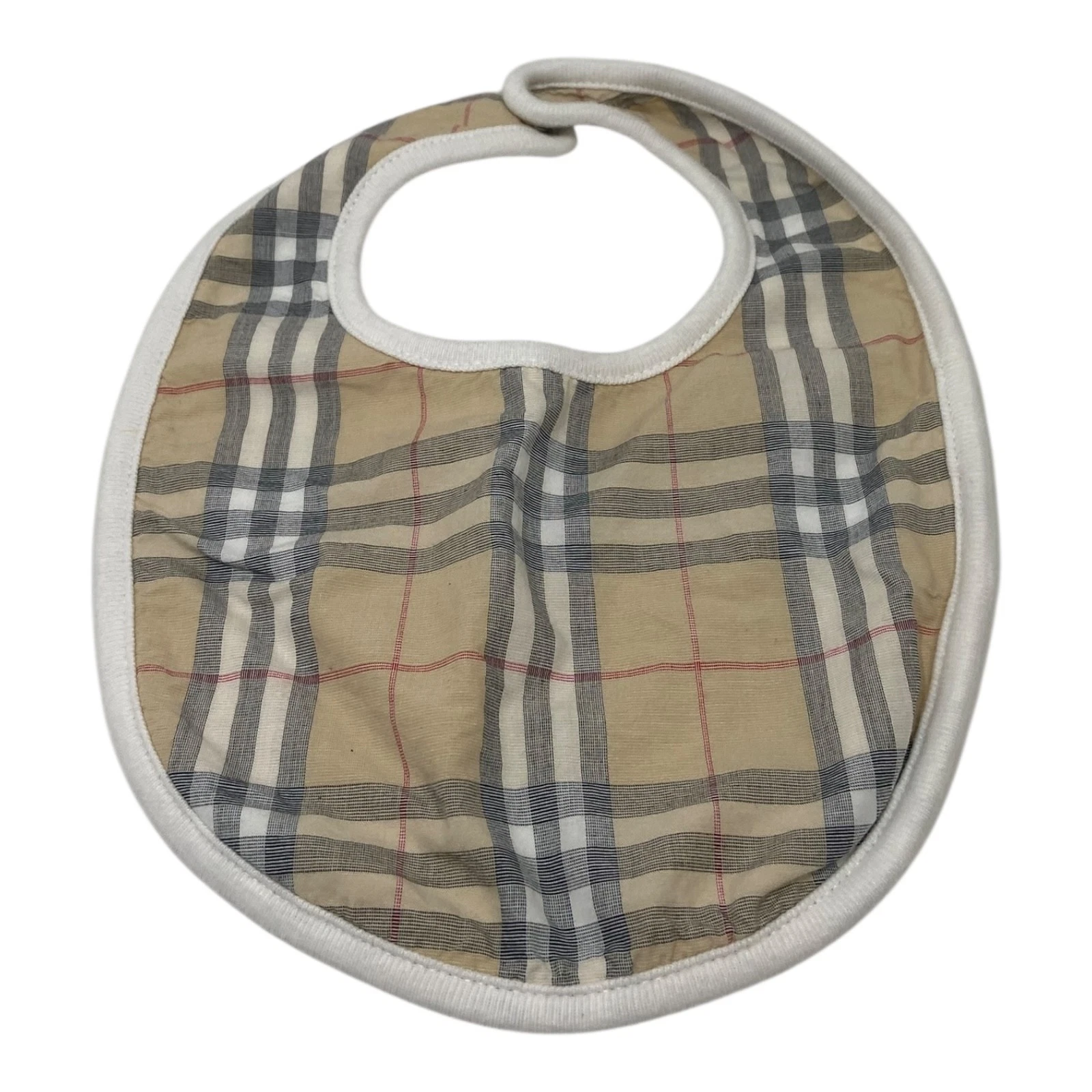 🍉 AUTHENTIC INFANT BABY BIB BURBERRY SIZE 3 MONTHS TAN PLAID EUC - H9