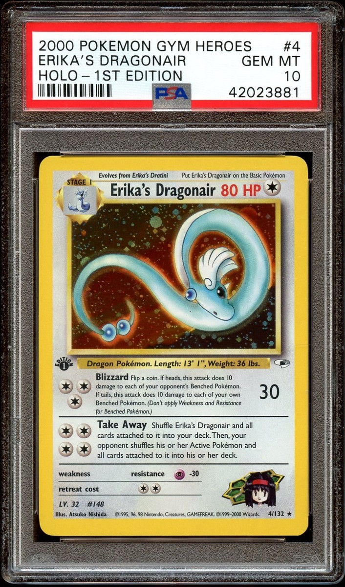 PSA 10 GEM MINT Erika's Dragonair 4/132 HOLO Gym Heroes 1ST